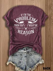 Funny Math T-Shirt "If I Am The Problem" - Double-Sided Printed Cotton T-Shirt | Soft And Comfortable | Gift Idea For Mathematicians, Couples, Him And Her - Breathable And High Quality - Burgundy - View 3