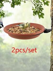 Bebedero y comedero de pájaros 2 en 1 montado en la pared, tazón de agua para pájaros silvestres con soporte ajustable, estación de alimentación de pájaros montada en el árbol del jardín para gorriones, azulejos, regalo para amantes de las aves - A - Ver 11