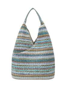1pc Women's Solid Color Straw Shoulder Bag, Large Capacity, Fashion, Suitable For Commuting, Shopping, Vacation - Multicolor - View 7