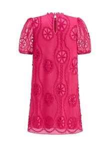 Vestido elegante de encaje en línea A, favorecedora para todos los tipos de Body, vestido para el Día de San Valentín, vestidos rojos elegantes y clásicos - Rosa Fucsia 2 - Ver 3