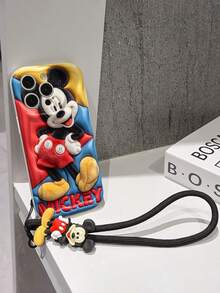 Disney Mickey Mouse Clubhouse Phone Case : 3D Fluffy Pattern Border Protector Phone Soft Phone Case With A Free Cute Mickey Bracelet Chain Lanyard, Mickey, Minnie, Goofy, Donald Duck, Daisy Duck, Pluto, For Apple 17 Promax 17 Pro 16 15 14 13 12 11 Pro Max XS Max X XR Soft Cover Summer Phone Case - 白色 - 查看 5