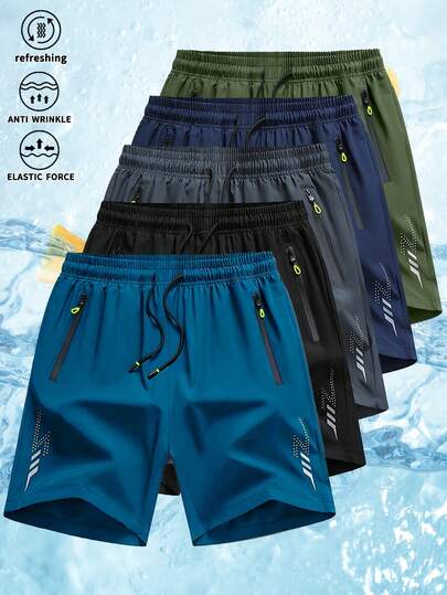 Pantalones cortos deportivos casuales para hombres, con cintura ajustable con cordón, bolsillos con cremallera, ligeros y transpirables para deportes al aire libre, fitness, playa y ocio, disponibles en varios colores
