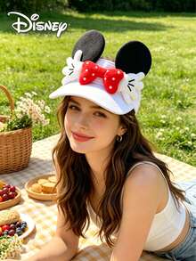 1 chiếc mũ rộng vành kiểu Minnie Mouse của Disney dành cho nữ, có nơ, phần trên bằng lưới thoáng khí, in chữ, thích hợp cho các hoạt động ngoài trời và du lịch, phù hợp cho mùa xuân và mùa hè. - A - Xem 12