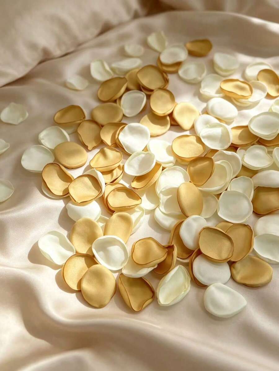 100 pétalos de rosa de seda hechos a mano con bordes con flecos, adecuados para bodas, ceremonias de boda, decoración de fiestas, propuestas, Día de San Valentín - Multicolor - Ver 1