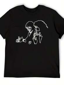 Men's T-Shirt With Print Of The Icons Of Spanish Flamenco Tomatito And Camaron - Minimalist Black T-Shirt Suitable For Music Fans, Casual Round Neck T-Shirt With Design Of The Names Of Tomatito And Camaron, Machine Washable, Iconic And Comfortable T-Shirt For Summer. - Black - View 6