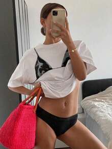 Women's Casual Short Sleeve Crew Neck T-Shirt, Plus Size Graphic T-Shirt - 白色 - 查看 7