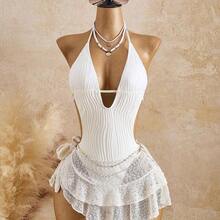 26SS Spring/Summer Vacation Beach Elegant Polka Dot V-Neck Matching Skirt 2 Pieces Set 2026 New Women's Swimwear ArrivalFor School,Suitable For Holiday, Date, Afternoon Tea, Western, Cruise, Beach, Island, Road Trip, All Seasons, Music Festival, Boho Vacation,Bohemian Vacation, Chill Autumn ,Western Boho ,Elegant Tops For Women One Piece Swimsuit Women With Cover Up Bathing Suits For Women Cover Ups White Beach Outfit Women Dress White One Piece Swimsuit Bikini Cover Dress White Swimsuit Cover U - Beis - Ver 5