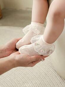 1/4 đôi tất cổ chân mỏng, viền ren, thoáng khí cho bé gái, kiểu công chúa, tất mùa hè cho trẻ em. - Nhiều màu - Xem 8