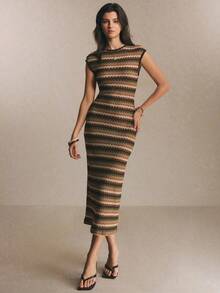 Vestido ajustado de mujer con rayas de moda, de verano - Multicolor 2 - Ver 4
