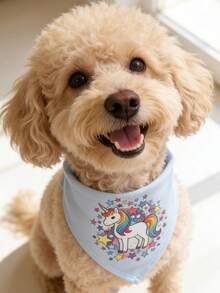 1 pezzo Bandana in poliestere morbida e confortevole con motivo cartoni animati, adatta per gatti e cani sia in casa che all'aperto - Blu - Visualizzare 5