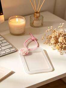 Cute Rose Decor Card Holder, Clear Id Badge Holder With Adjustable Braided Lanyard, Transparent Card Protector For Student Id, Work Badge, Bus Pass, Keychain Style, Waterproof & Durable Card Case For Office Staff, Students, Nurses, Teachers, For Work Id, School Id, Credit Cards, Keychain Style - Multicolor - View 3
