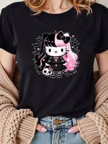 Camiseta Casual de Manga Corta con Cuello Redondo y Estampado para Mujer de . Hecho de puro algodón. Lavable a máquina. Adecuado para todas las estaciones. Ropa de verano. Diseño Divertido, Atractivo, Vanguardista y Personalizado. Tela opaca. ,Classic pure cotton short sleeve tee, casual everyday loose style for women young female, soft breathable fabric for campus streetwear holiday leisure outdoor activity small casual party wearRopa De Mujer / Ropa De Mujer De Uso Diario / Blusas, Camisas Y Camisetas De Mujer / Camisetas De Mujer Ropa Deportiva Basicos Mujer Short Playeras Para Hombre - Negro - Ver 7