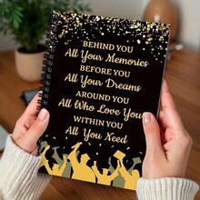 1pc Black & Gold Congratulations Graduation Spiral Notebook, Suitable As Learning Supplies, Diary, Daily Checklist And Planner, Perfect Graduation Gift For College, Middle Or High School Graduates - E - View 6