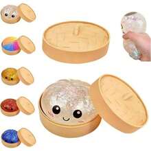 Jumbo Squeeze Glitter Dumpling Squishy – Slow Rising Bao Bun Stress Ball With Realistic Steamer Box | Sensory Fidget Toy & Minimalist Desk Decor For Adults & Teens - 1 CÁI - Xem 5
