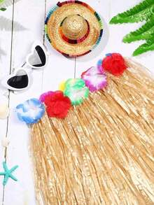 夏威夷风情热带派对草编裙 - 完美适用于化装舞会、草裙舞派对、成人夏季派对以及生日和万圣节活动 - 彩色 - 查看 2