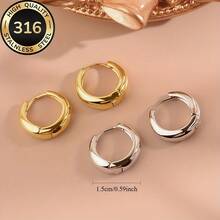 High-Quality Stainless Steel Golden Hoop Earrings, Fade-Resistant, Simple And Elegant, Suitable Daily Wear Or Party Fashion Women's Earrings, Jewelry Accessories, An Exquisite Women. - Gold - View 7