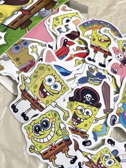 SpongeBob SquarePants 60张/盒 可爱方块裤贴纸 超吸睛动漫卡通礼物
