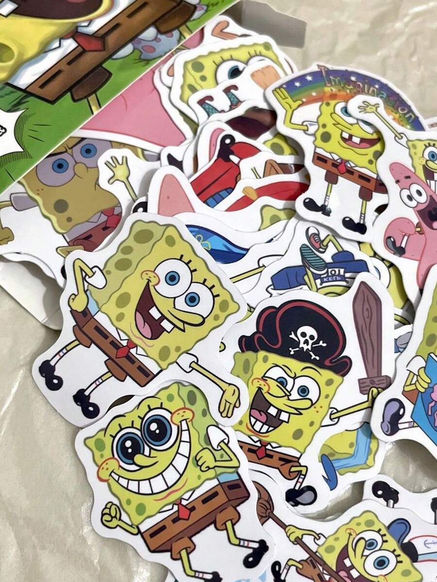 SpongeBob SquarePants 60张/盒 可爱方块裤贴纸 超吸睛动漫卡通礼物 - 查看 1