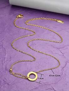 MONALLY Collar con colgante de anillo de acero inoxidable chapado en oro de 18K con números romanos, collar gargantilla multicapa ajustable, joyería minimalista impermeable para mujeres, adecuado para regalos de dama de honor/fiesta de boda - collar colgante - Ver 5