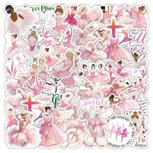 50 adesivos rosa de balé, estilo vintage, fofos e estéticos. Perfeitos para decoração de Natal, malas, garrafas, laptops, skates, bagagens, festas, presentes e scrapbooking. - 1 Set - Ver 1