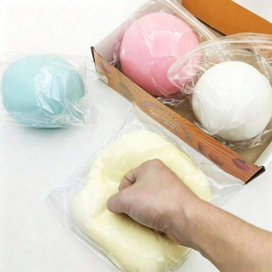 10cm Extra Large Fluid Cheese Ball Stress Relief Bouncy Ball, Large Slow Rebound Squishy Toy, Soft Slime-Like Q-Elastic Daifuku Squeeze Toy, Musical Toy, Travel Toy, Classroom Stress Relief Toy, Mini Bathroom Toy, Christmas Stationery Stress Ball, Birthday Gift, Easter Gift, Valentine's Day Gift, Perfect Gift