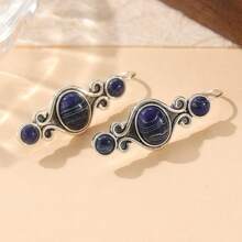 1 Pair Handmade Copper Bohemian Style Earrings, Jewelry Accessories Suitable For Daily Wear And Festivals - Silver - View 6
