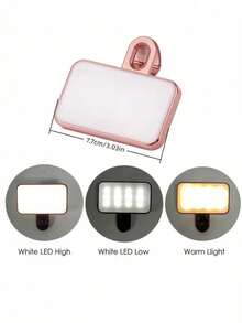 1 LED Selfie Light With 3 Lighting Modes, Adjustable Brightness, USB Charging, Portable Clip-On Design, Multiple Color Options, Suitable For Mobile Phone Photography Lighting, Laptops, Tablets, Meetings, And Makeup Lighting. - Rose Gold - View 9
