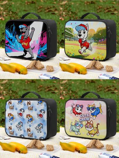 1pc Cartoon Running Dog Print Insulated Lunch Bag, Picnic Portable Meal Bag,Large Capacity Handbag Kids School Essentials Cartoon Lunch Bag Back To School Picnic Bag Kids Durable Thermal Lunch Box Tote For School Outdoor Travel Picnic Hiking Beach,Dog Lover