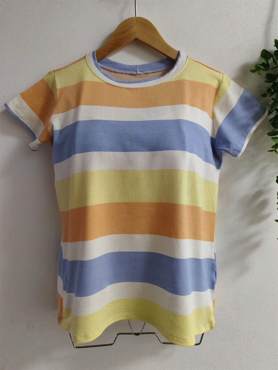 Women's Lace Knit Blouse - 大條紋黃 - 查看 1