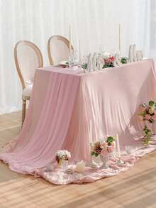 1/5 pièces Ensemble de chemins de table en mousseline de soie beaux, comprenant rose clair, blanc, rose foncé, vert foncé, convenant pour la réception de mariage, la décoration de la douche de mariée, les fournitures de la douche de bébé, la décoration de la fête d'anniversaire, la décoration de la table, la décoration de la table à manger, la décoration de mariage, la décoration intérieure, la décoration de la maison, la décoration de la fête de vacances - Multicolore - Voir 9