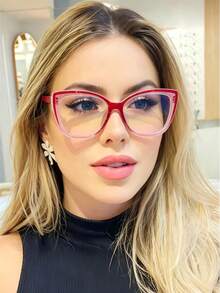 Leopard Frame Eyeglasses, Suitable For Daily Wear - Transparent Red - View 3