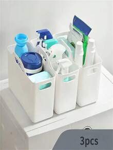 Caja de almacenamiento de plástico para suministros de limpieza, cesta de almacenamiento multifuncional para cocina, baño, dormitorio, oficina y dormitorio, estante de almacenamiento duradero debajo del fregadero para - Por supuesto - Ver 1