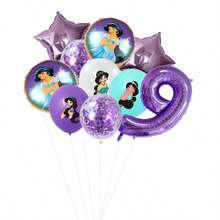 Official Licensed  Jasmine Princess Purple Theme Birthday Party Balloon Decoration Set, Purple Cartoon Pattern Foil Balloons, 32 Inch Purple Number 1-9 Foil Balloons, Happy Birthday Balloon Set, Suitable For Birthday Growth Ceremony Party Wall Decor Background, Balloon Set Decoration Supplies - View 11