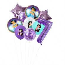 Official Licensed  Jasmine Princess Purple Theme Birthday Party Balloon Decoration Set, Purple Cartoon Pattern Foil Balloons, 32 Inch Purple Number 1-9 Foil Balloons, Happy Birthday Balloon Set, Suitable For Birthday Growth Ceremony Party Wall Decor Background, Balloon Set Decoration Supplies - View 12