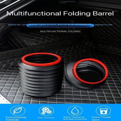 Thùng rác ô tô gấp gọn 4L, túi đựng đồ chống rò rỉ, phụ kiện ô tô đa chức năng, thích hợp cho ô tô/nhà/văn phòng, màu đen. Thùng rác ô tô gấp gọn 4L đa năng, xô đựng nước có thể thu gọn, xô đựng đồ gấp gọn, thùng rác di động.