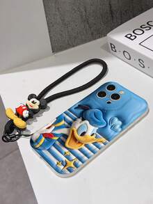 Disney Mickey Mouse Clubhouse Phone Case : 3D Fluffy Pattern Border Protector Phone Soft Phone Case With A Free Cute Mickey Bracelet Chain Lanyard, Mickey, Minnie, Goofy, Donald Duck, Daisy Duck, Pluto, For Apple 17 Promax 17 Pro 16 15 14 13 12 11 Pro Max XS Max X XR Soft Cover Summer Phone Case - 白色 - 查看 7