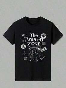 1 Pcs Graphic Cotton-Shirt Men's Size Plus  Classic Comic Style Cartoon Print Tee Twilight Zone Men's  Cotton Short-Sleeved-Shirt 1Pcs Y2K,Oversize Plus Size Men's S To 5XL,Summer Tee - màu đen - Xem 9