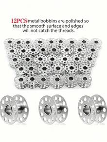 Stainless Steel Bobbin For Sewing Machine, Wear-Resistant Metal Sewing Bobbin, Essential Sewing Supplies For Craft Production. PSVV - 12pcs - View 4