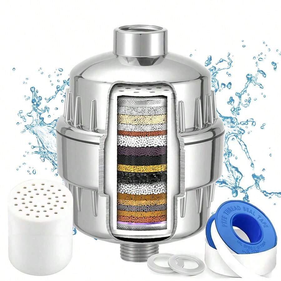 20 Stage Shower Filter, Hard Water Shower Filters For Chlorine Heavy Metal And Other Sediments Removal, Dramatically Improves The Condition Of Your Skin And Hair - G1/2 英寸 - 查看 1