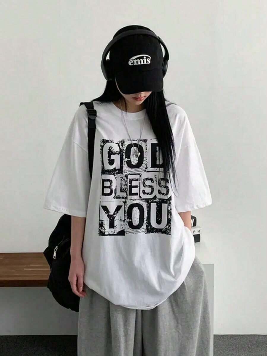 Women's Short-Sleeved T-Shirt, Round Neck, Loose Fit For Summer - 白色 - 查看 1