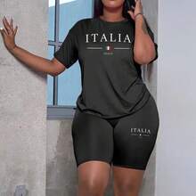 Ropa de Mujer, Conjunto de Dos Piezas Casual de Verano 2026, Camisetas con Cuello Redondo y Pantalones Cortos, Traje Deportivo de Manga Corta para Uso Diario, Nuevas Ofertas - Negro - Ver 5