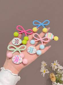 8pcs Cute Cartoon Fish & Colorful Bow Hair Clips, Versatile For Girls - Multicolor - View 2
