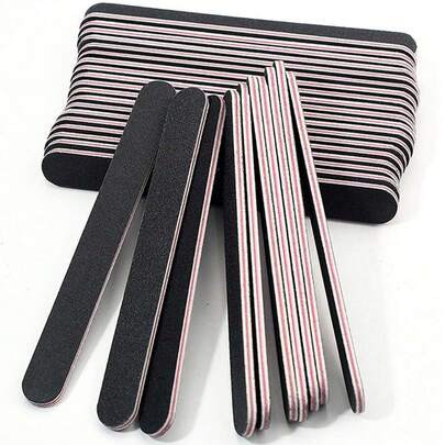 5pcs Black Nail File Set, Straight Nail Buffing Blocks, Red Core Black Sandpaper Nail Files/Manicure/Nail Tools