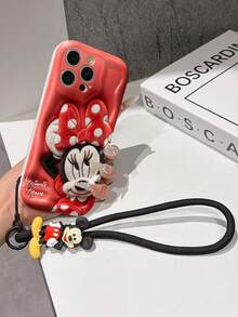 Disney Mickey Mouse Clubhouse Phone Case : 3D Fluffy Pattern Border Protector Phone Soft Phone Case With A Free Cute Mickey Bracelet Chain Lanyard, Mickey, Minnie, Goofy, Donald Duck, Daisy Duck, Pluto, For Apple 17 Promax 17 Pro 16 15 14 13 12 11 Pro Max XS Max X XR Soft Cover Summer Phone Case - 白色 - 查看 6