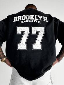 Men'S Novelty Shirts Knights Letter Classic Design With Number 195.58cm, Which Highlights Individuality And Conforms - 黑色 - 查看 7