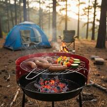 Inde ALGON | Charcoal Barbecues With Zinc-Plated Grill, Round, Rectangular And Tabletop Models In Various Sizes, Portable Barbecues For Garden, Terrace Or Camping - 直徑 33 厘米 - 查看 6