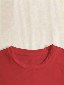 Soft And Versatile Women's T-Shirt With Stylish "MILANO ITALY" Letter Print - Comfortable Casual Round Neck Short Sleeve Top, Suitable For All Seasons, Versatile T-Shirt | Handwritten Style Top | Minimalist White Summer Design - 紅色的 - 查看 4