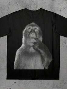 Funny Monkey Shirt, Stupid Meme Tshirt, Dank Memes Tee, 90s Vintage Bootleg, Odd Core - Hồng - Xem 1