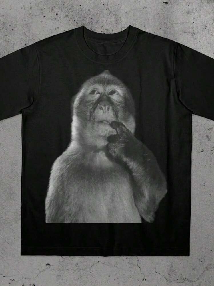 Funny Monkey Shirt, Stupid Meme Tshirt, Dank Memes Tee, 90s Vintage Bootleg, Odd Core - 粉色 - 查看 1