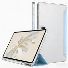 Tương thích với Honor Pad 10 2025 (12.1 inch)/V9 2025/X9 Pro 2024 2025/X8a 2024/X9 2023/X8 Pro 2023/V8 Pro 2022/Pad 9 2023/MatePad 11 2023/ MatePad Se 11 2024/MatePad 11.5 S 2024/2025 (11.5 inch)/ Xiaoxin Pad 11 2025 (11 inch)/ Xiaoxin Pad 2024 (11 inch). Ốp máy tính bảng gấp ba trong suốt bằng acrylic với khe cắm bút. - Màu xanh nhạt - Xem 2